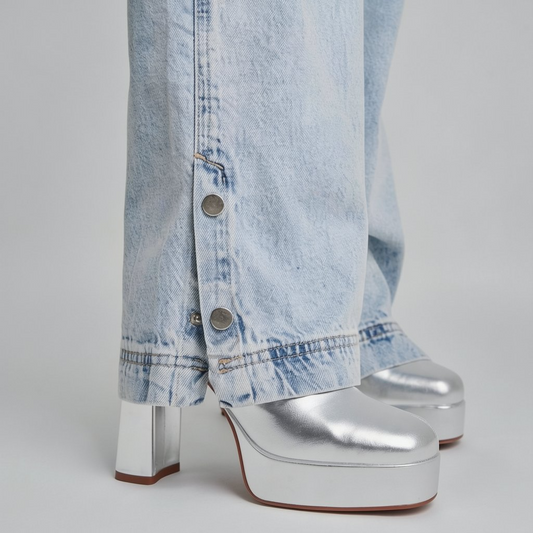 Wide-Leg Denim Jeans