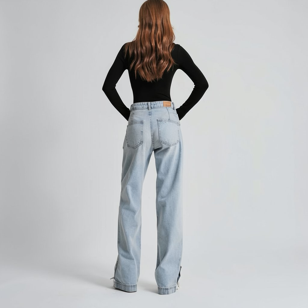 Wide-Leg Denim Jeans