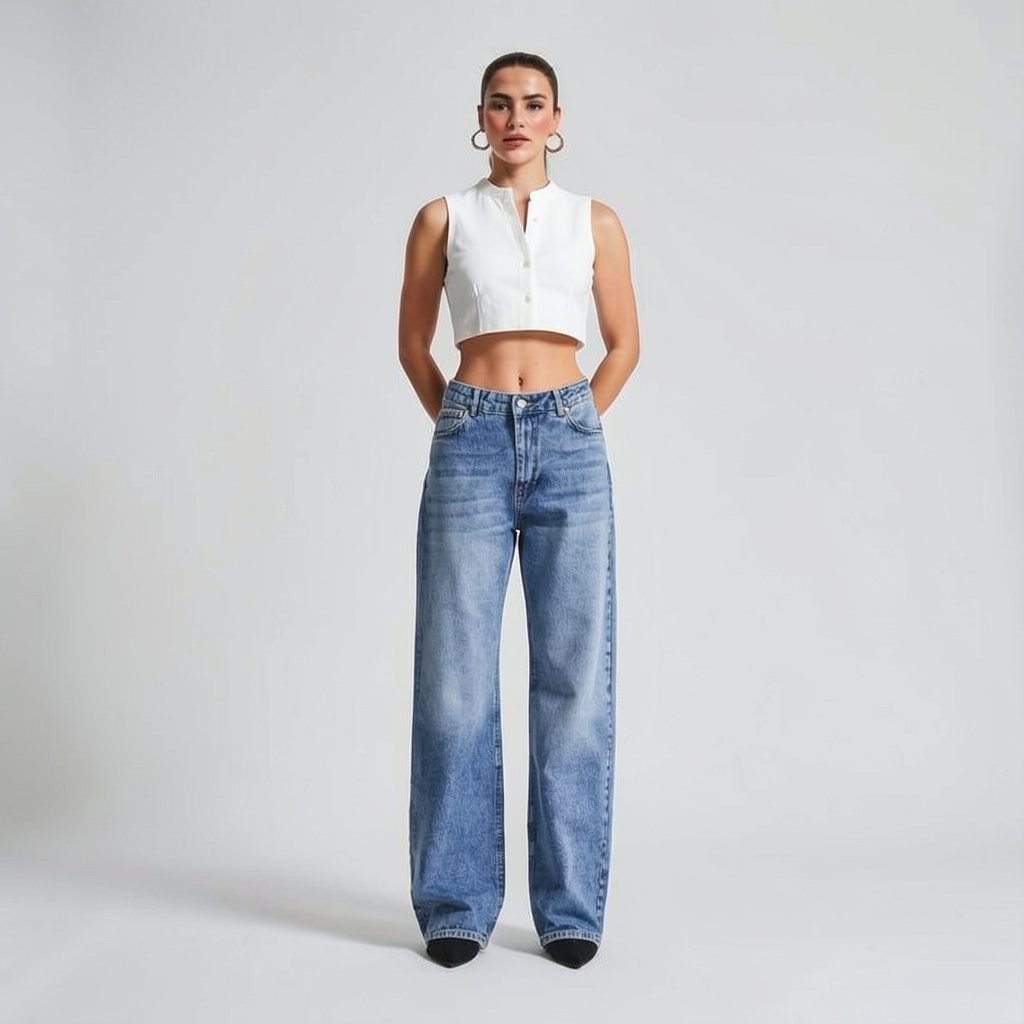 High-Waisted Wide-Leg Jeans