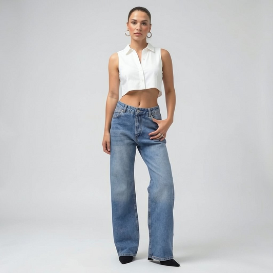 High-Waisted Wide-Leg Jeans