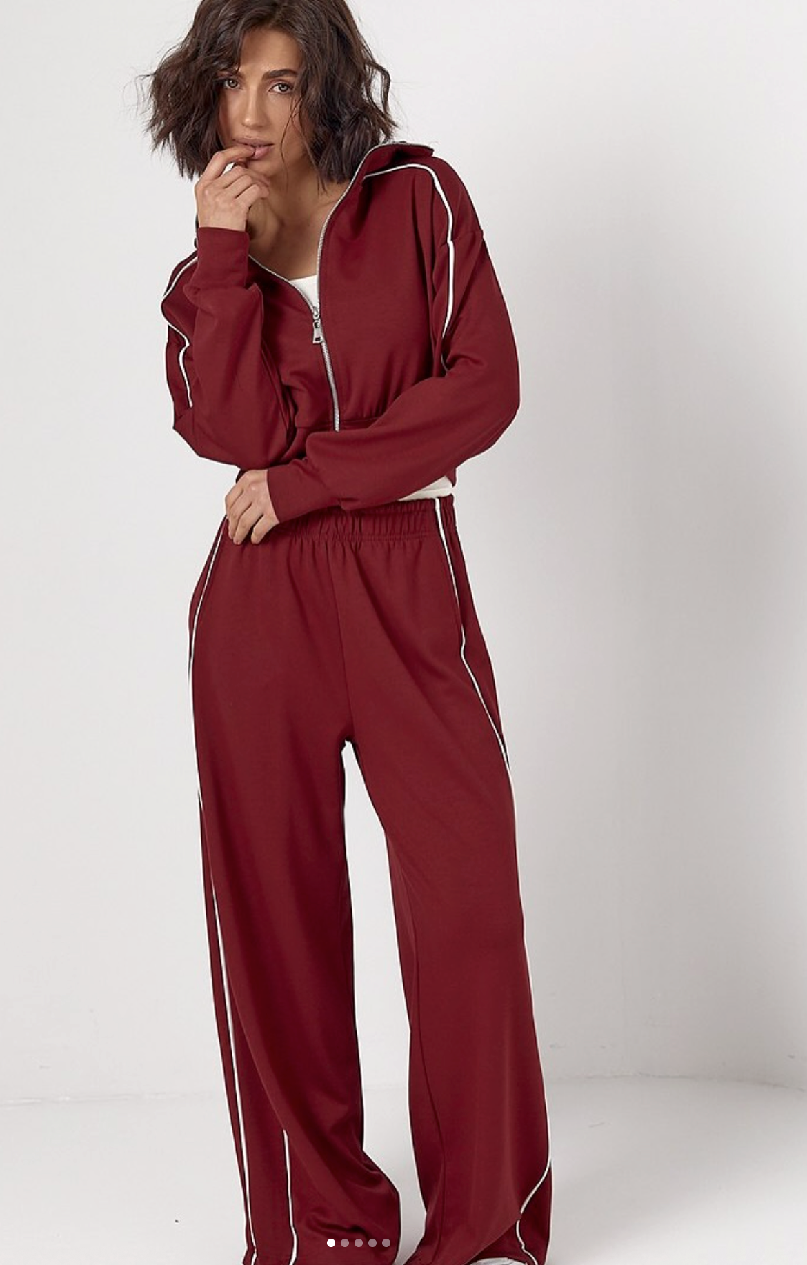 Women’s Casual Two-Piece Set with Contrast Piping
