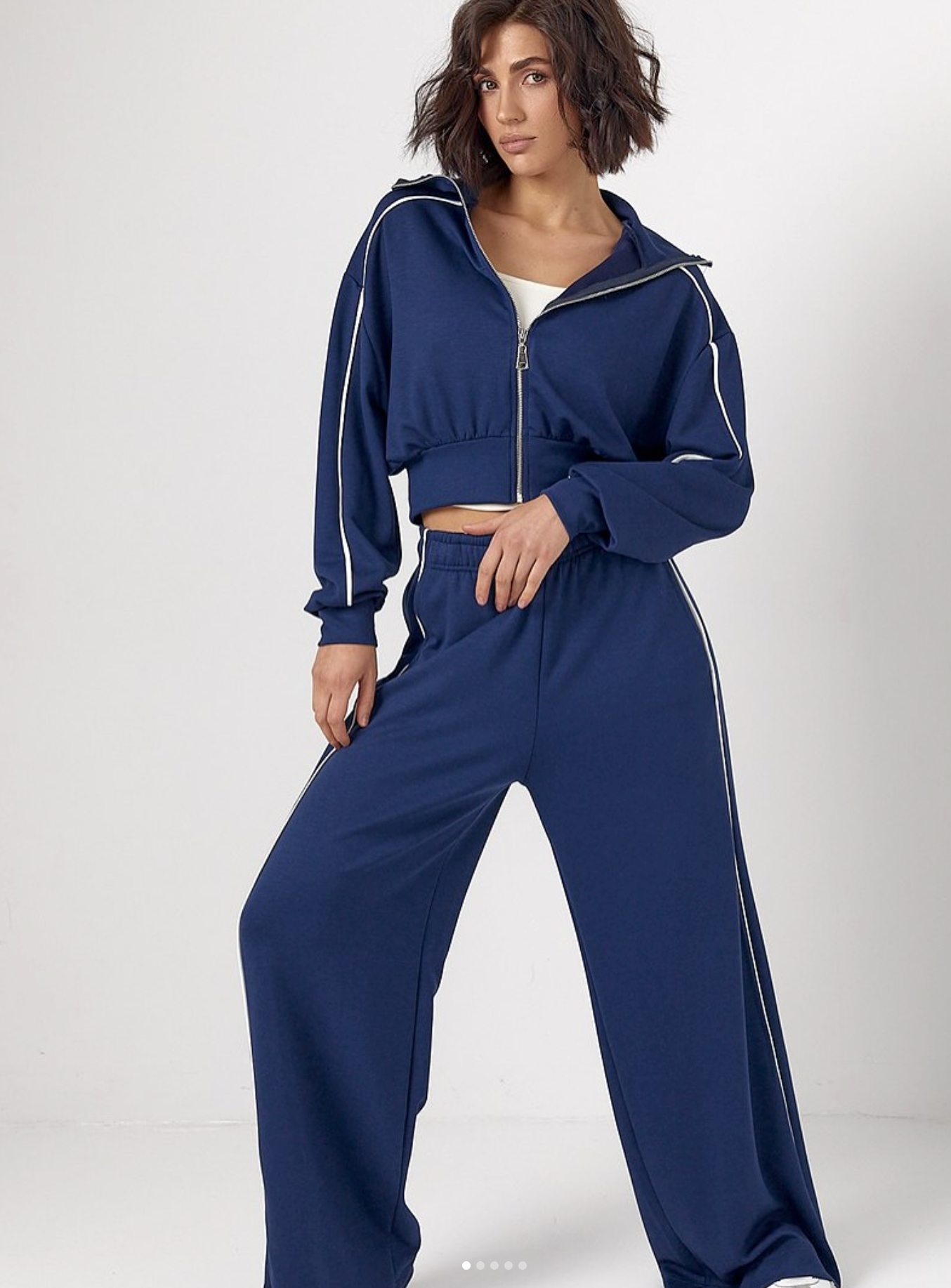 Women’s Casual Two-Piece Set with Contrast Piping