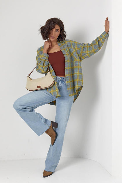 Oversized Plaid Shirt – Yellow & Blue Check