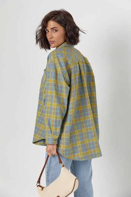 Oversized Plaid Shirt – Yellow & Blue Check