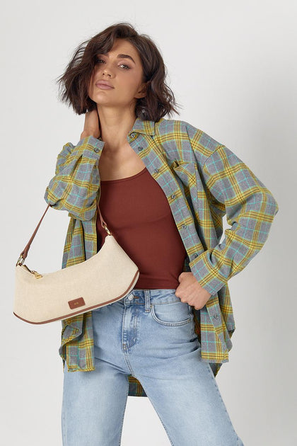 Oversized Plaid Shirt – Yellow & Blue Check