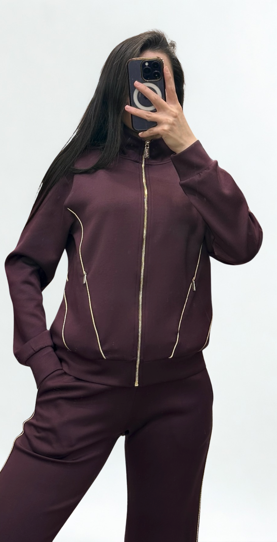 Women’s Casual Tracksuit with Contrast Piping