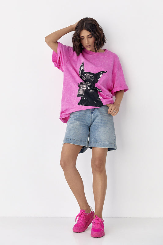 Doberman Tie-Dye Oversized T-Shirt – Black & White