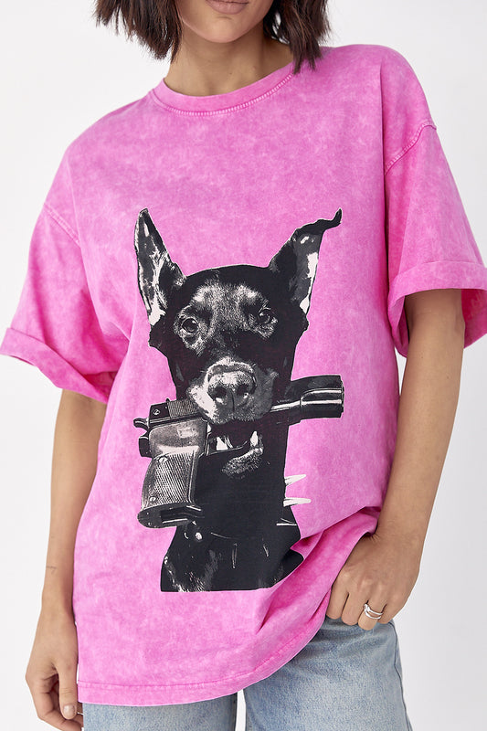 Doberman Tie-Dye Oversized T-Shirt – Black & White