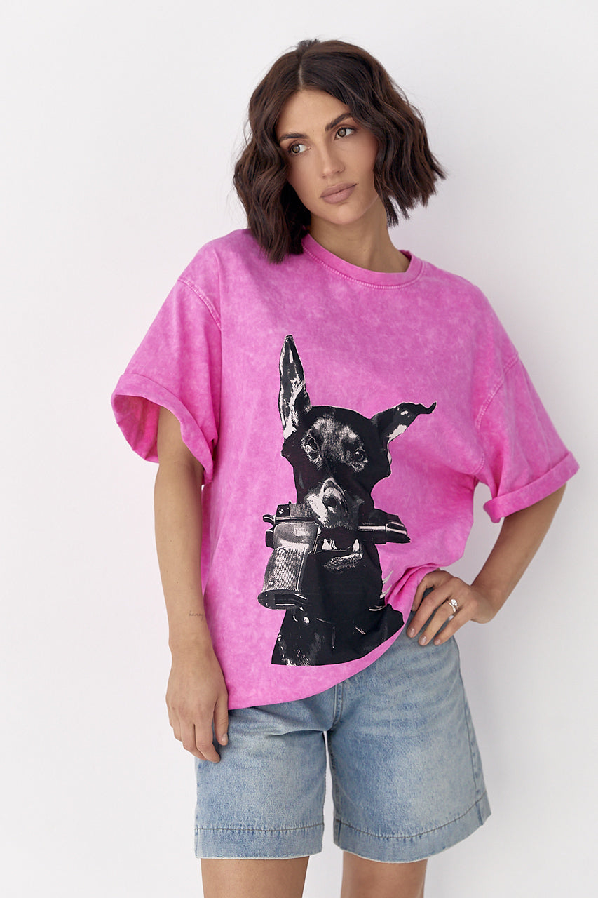 Doberman Tie-Dye Oversized T-Shirt – Black & White