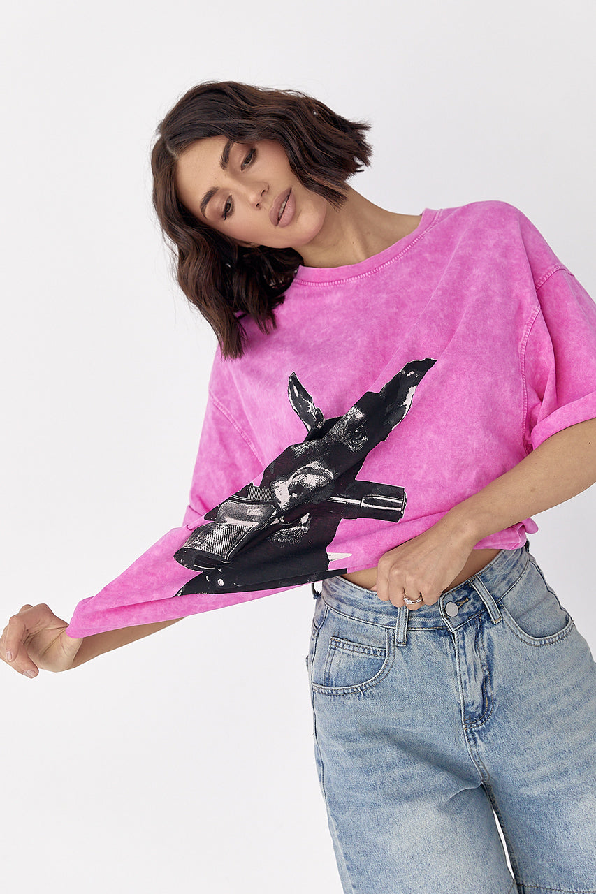 Doberman Tie-Dye Oversized T-Shirt – Black & White