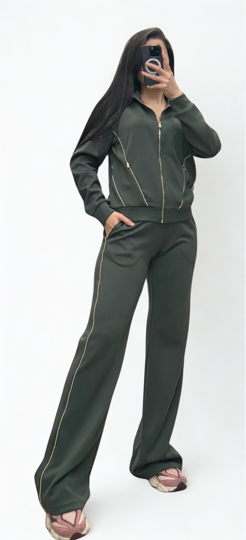 Women’s Casual Tracksuit with Contrast Piping