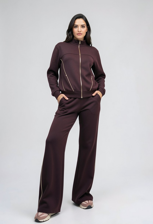 Women’s Casual Tracksuit with Contrast Piping
