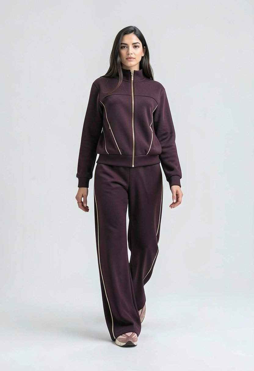 Women’s Casual Tracksuit with Contrast Piping