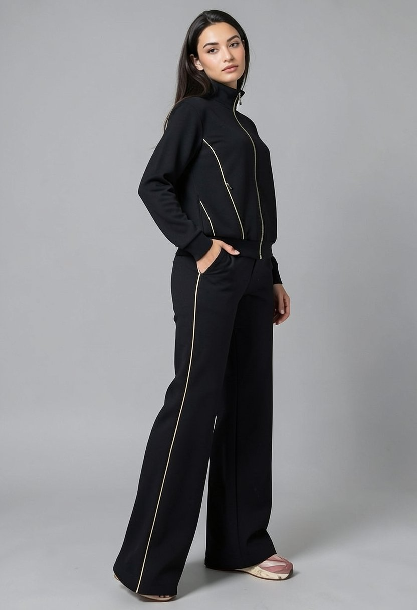 Women’s Casual Tracksuit with Contrast Piping