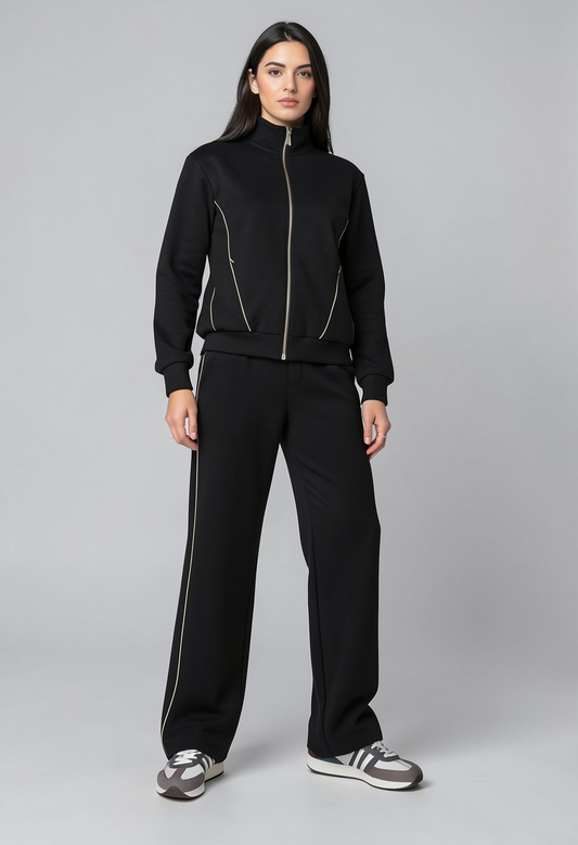 Women’s Casual Tracksuit with Contrast Piping