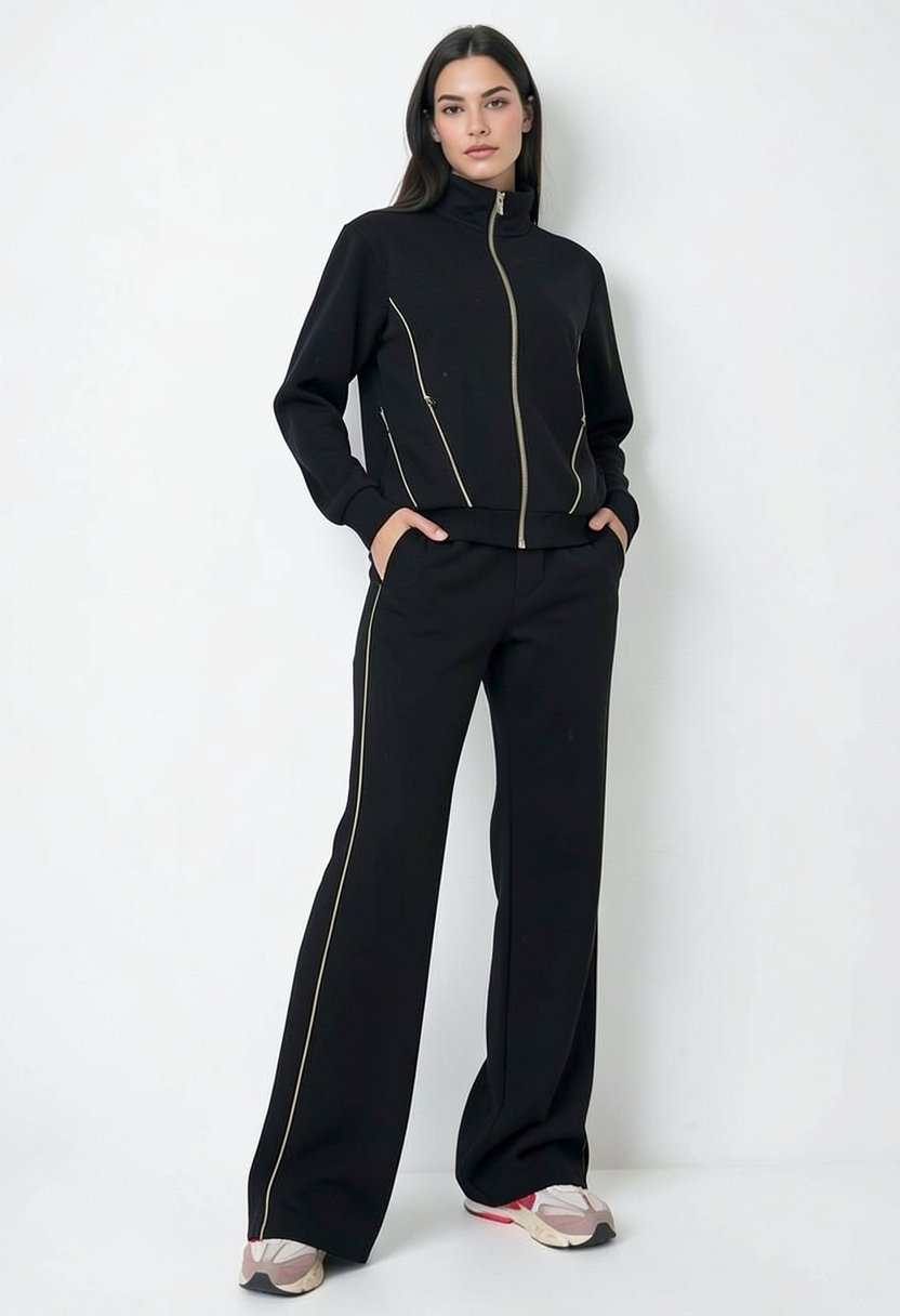 Women’s Casual Tracksuit with Contrast Piping