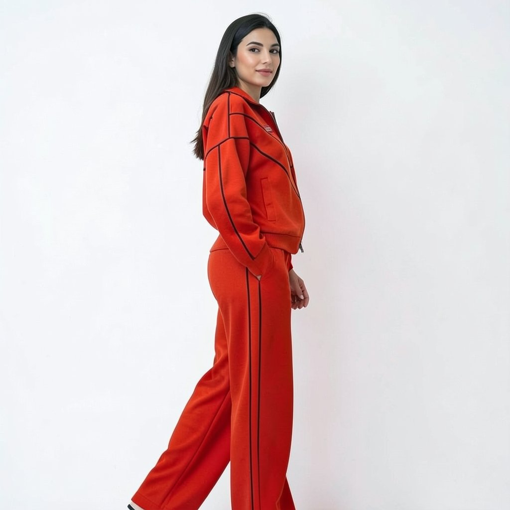 Casual Tracksuit with Contrast Piping – Two-Piece Set