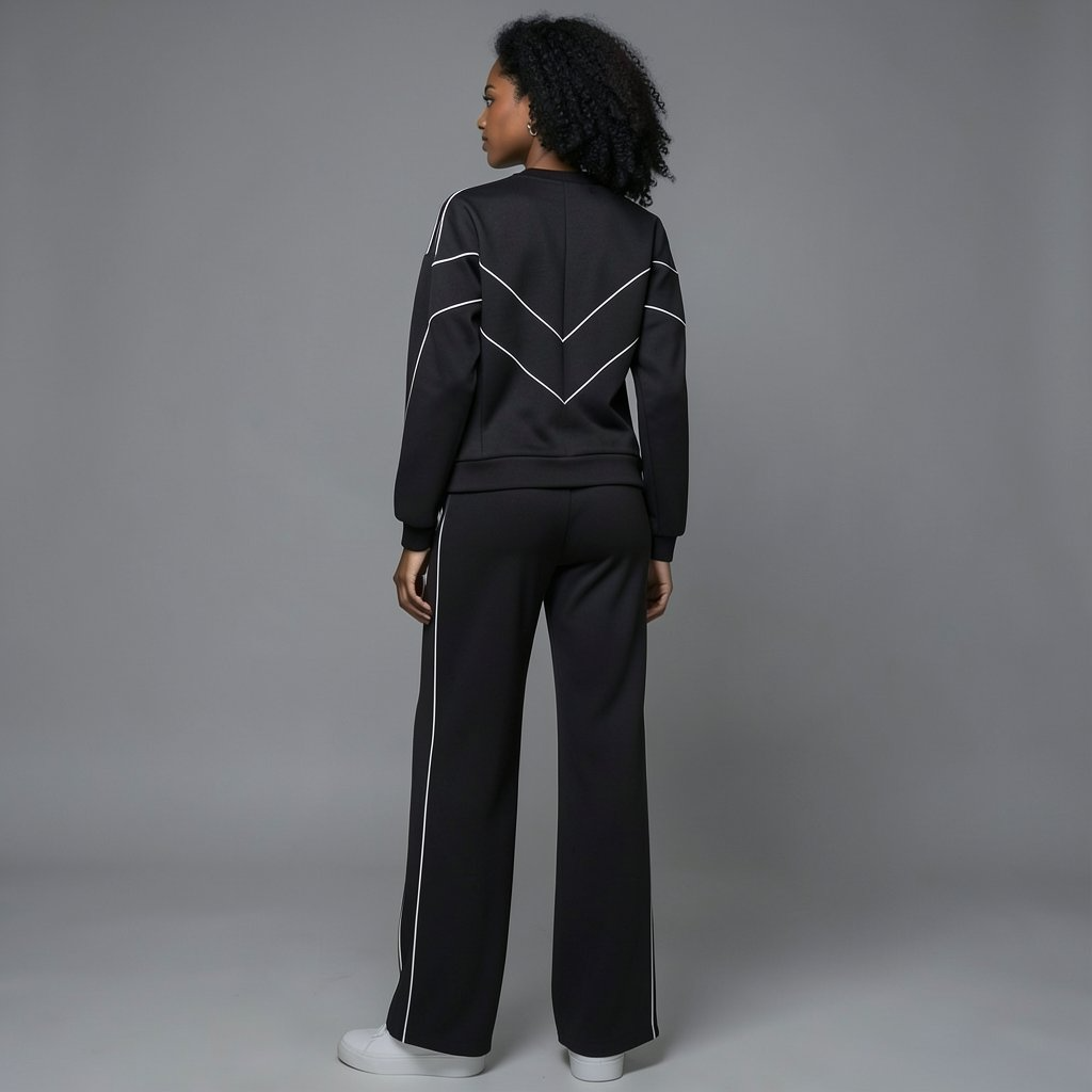 Casual Tracksuit with Contrast Piping – Two-Piece Set