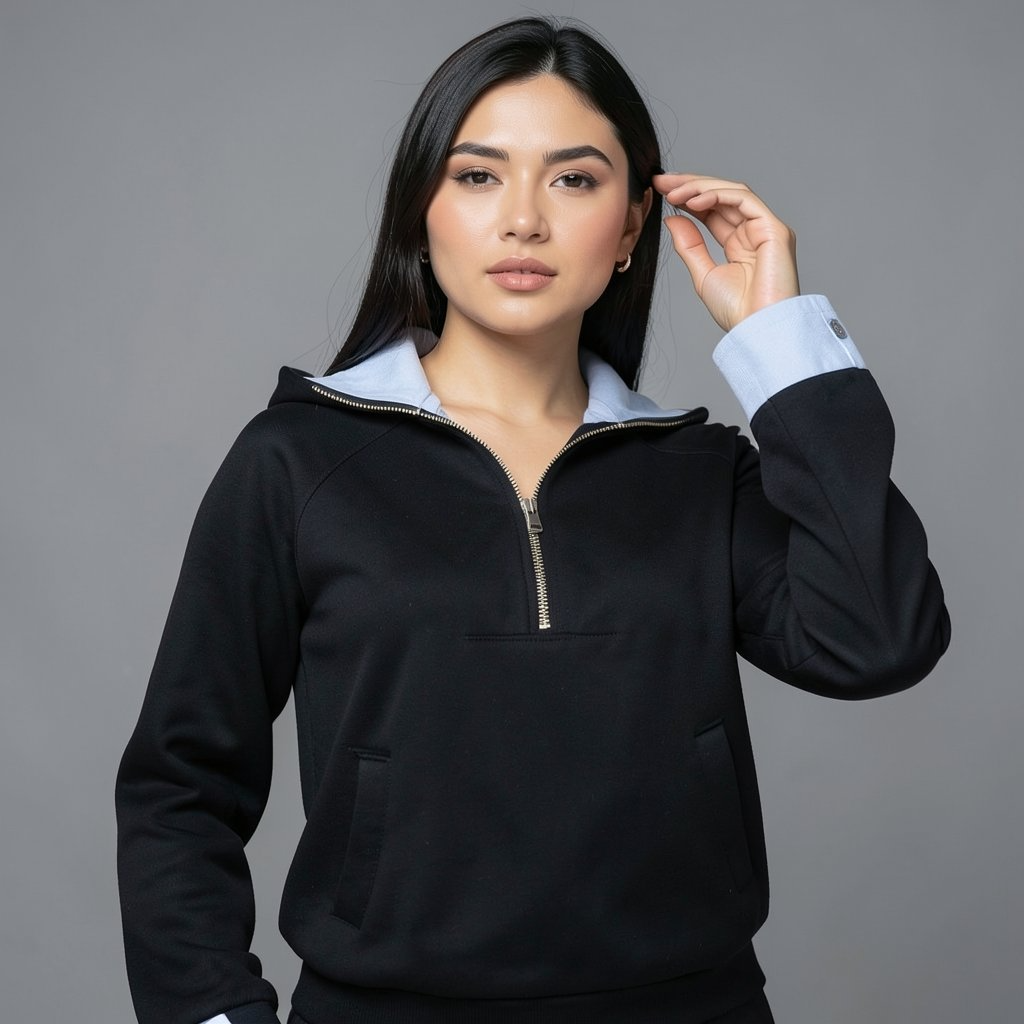 Black Two-Piece Set with Contrast Details