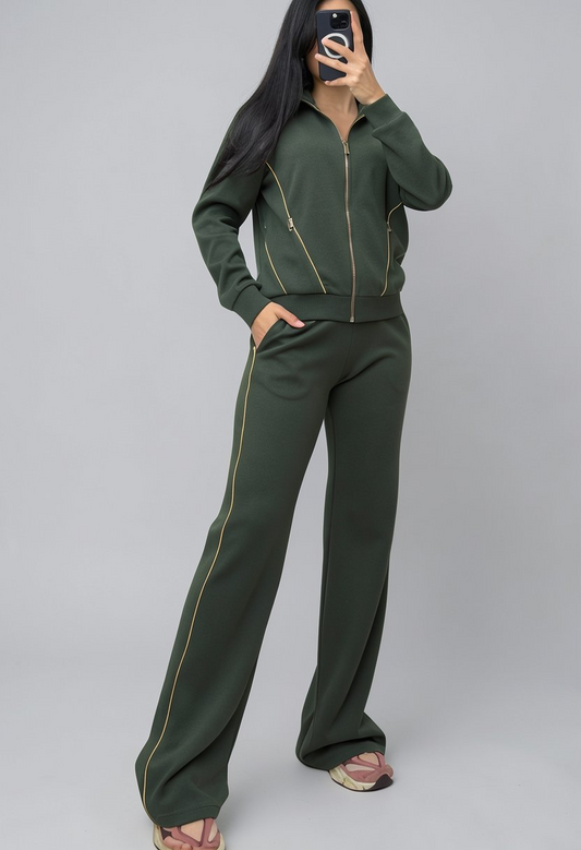 Women’s Casual Tracksuit with Contrast Piping