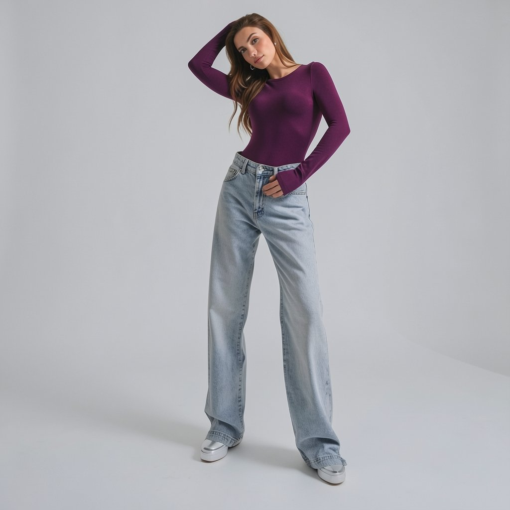 Wide-Leg Denim Jeans