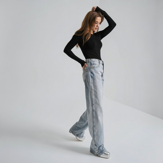 Wide-Leg Denim Jeans
