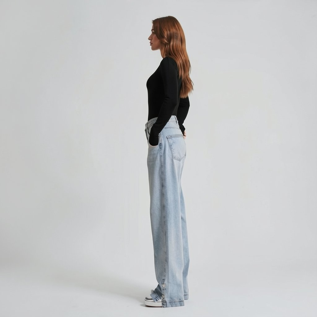 Wide-Leg Denim Jeans