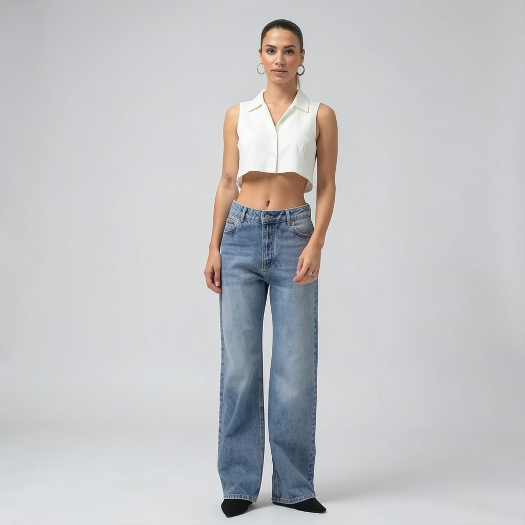 High-Waisted Wide-Leg Jeans
