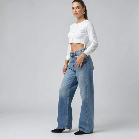 High-Waisted Wide-Leg Jeans