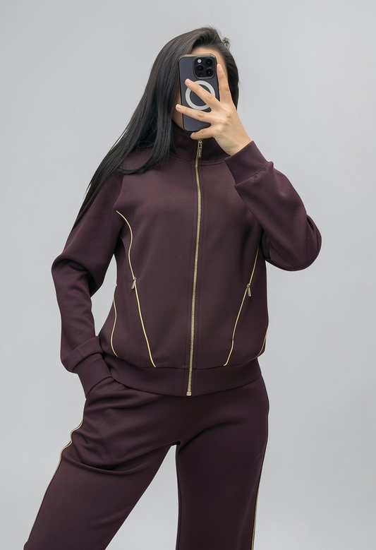 Women’s Casual Tracksuit with Contrast Piping
