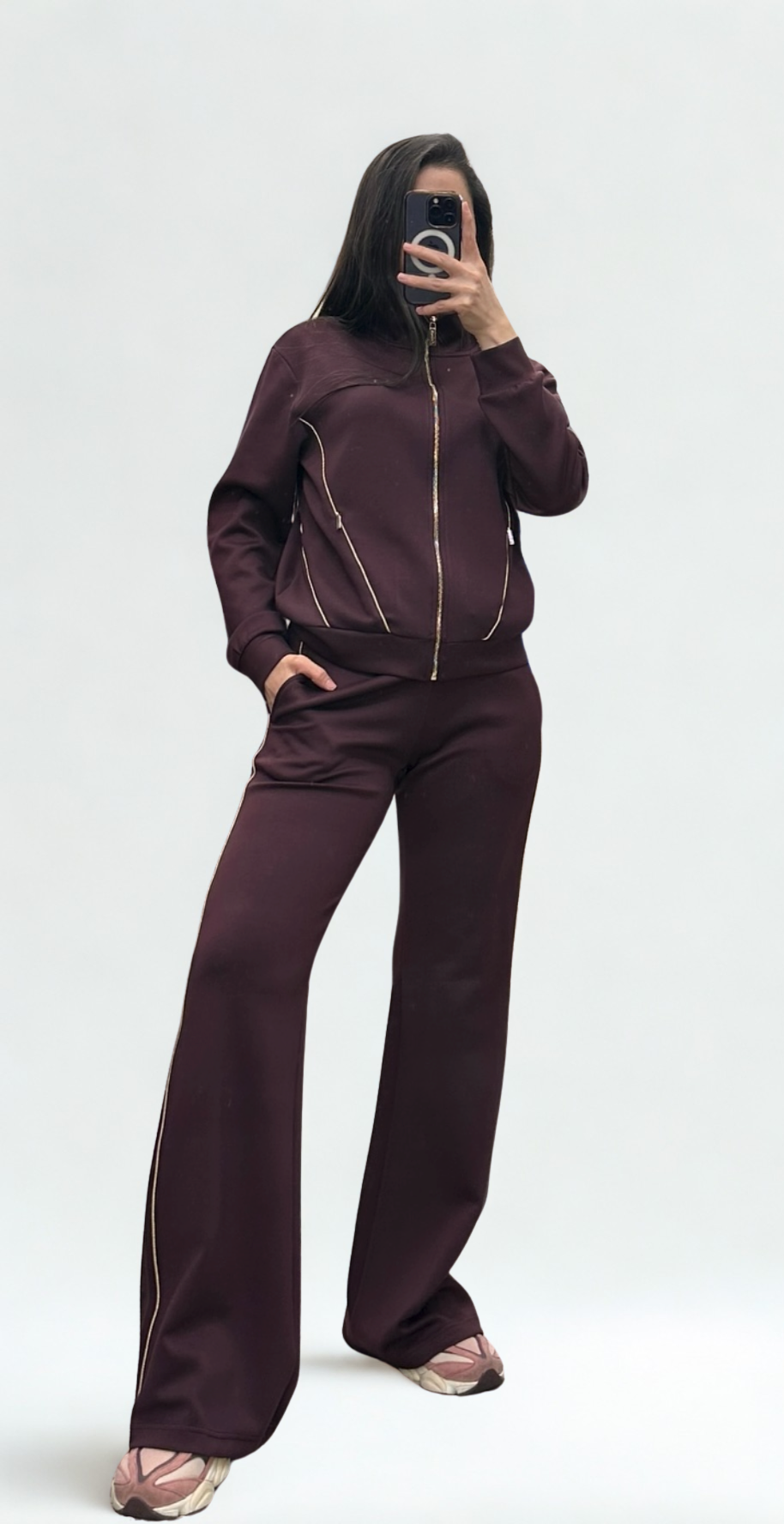 Women’s Casual Tracksuit with Contrast Piping